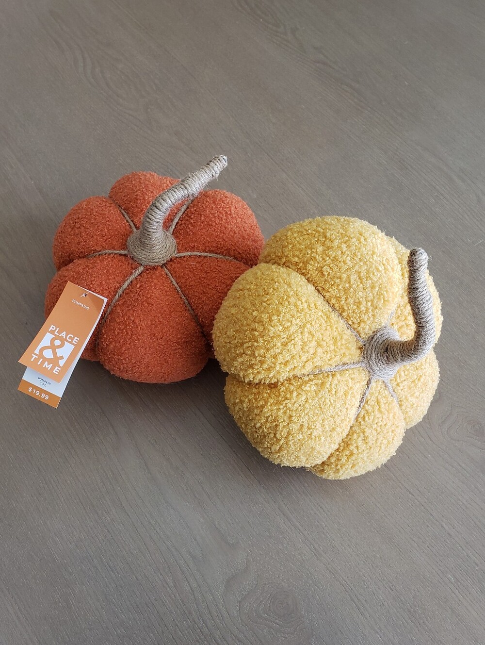 Set Of Two Autumn Plush Pumpkin Decorative Pillow - Orange & Yellow